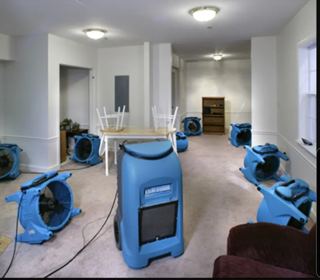 Air movers and dehumidifier setup for Water Extraction & Removal in Norristown
